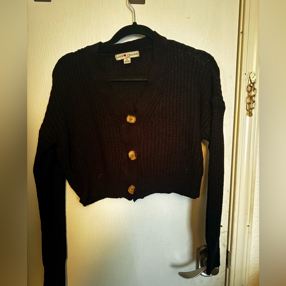 Cropped black sweater